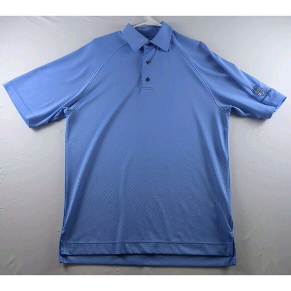 Footjoy Mens Medium Warwick Hills Light Blue Athletic Fit Geometric Golf Polo - Picture 1 of 13